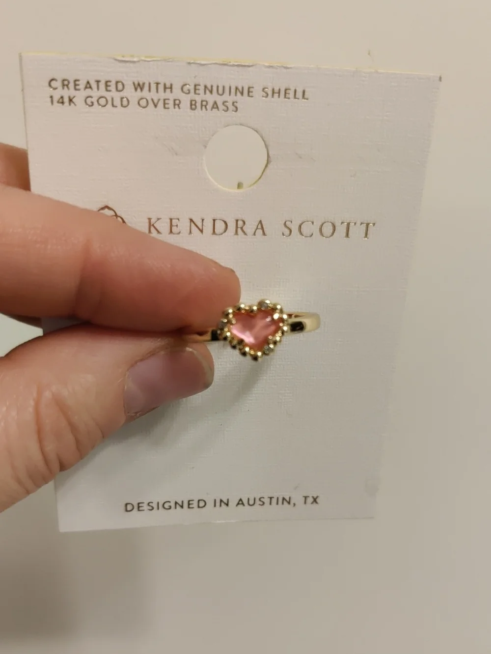 New!Kendra Scott Anna Framed 14K Gold Band Ring Heart Center Sz 8 Gilded Look - Picture 3 of 3